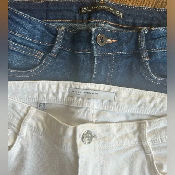Zara White and Blue Denim Cropped and Skinny Jeans Bundle Size 6 - Picture 7 of 7